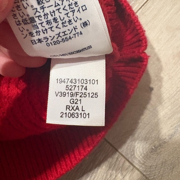 Lands’ End Cable Knit Holiday Sweater – Size L – Red - Picture 7 of 9